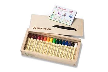 STOCKMAR 16 stiftkritor i träask