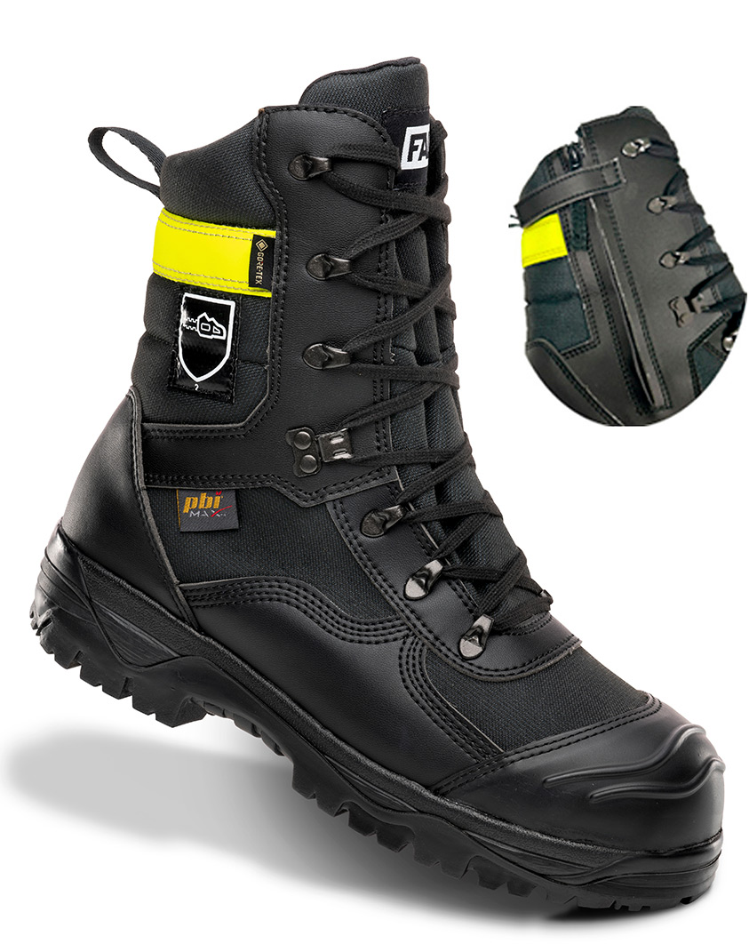 Brannstøvel halv høy- FAL FTX701CZ i Goretex og PBI med Sagvern, Snøring og glidelås, EN 15090:2012 F1PA+SRC+HI3+CI+T / F2A+SRC+HI3+CI og EN 17249:2013 Class 2