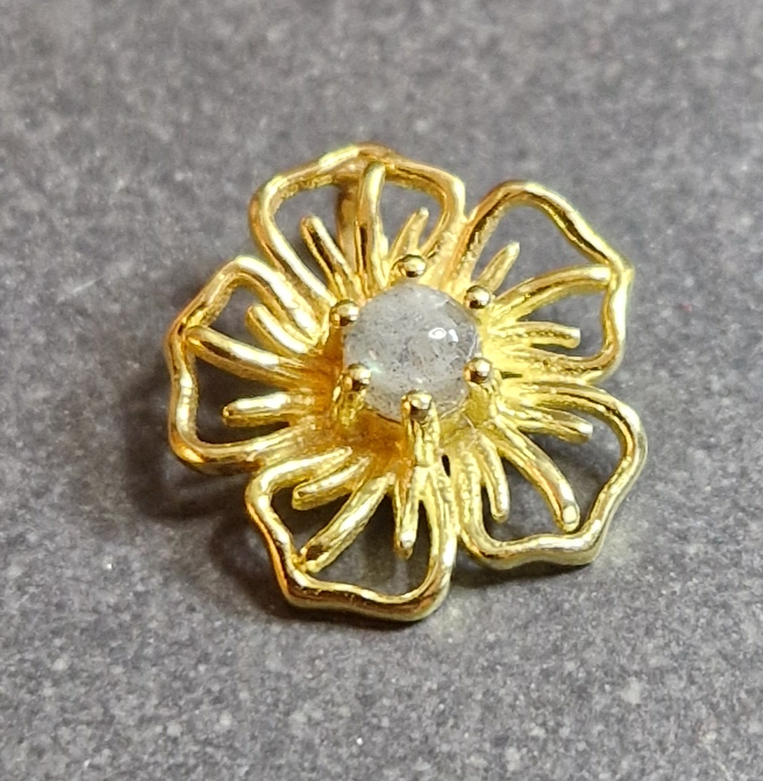 Blomma med sten - Hänge i Guld Vermeil  - 5