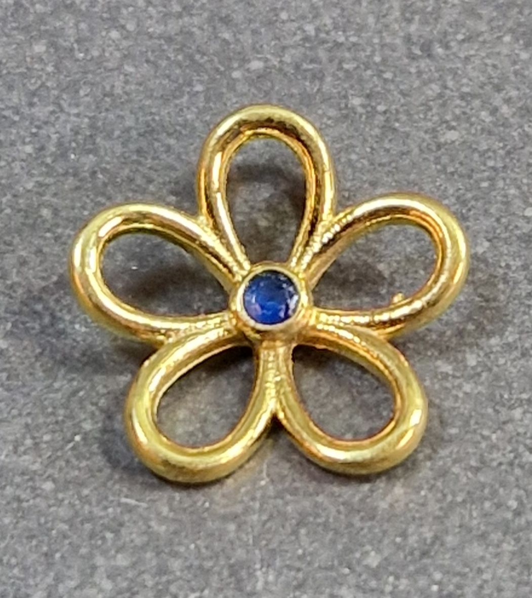 Blomma med sten - Hänge i Guld Vermeil  - 3
