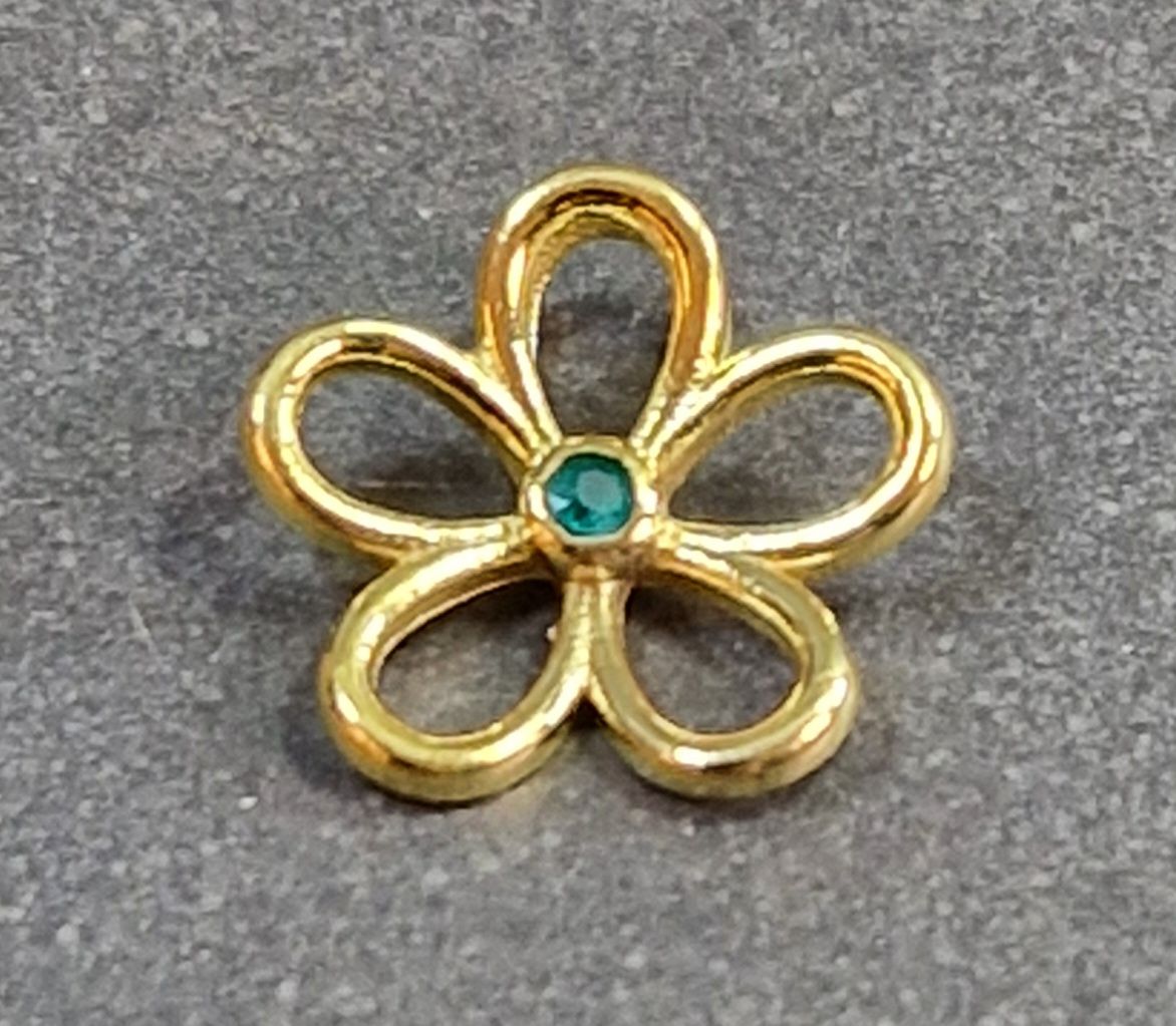 Blomma med sten - Hänge i Guld Vermeil  - 9