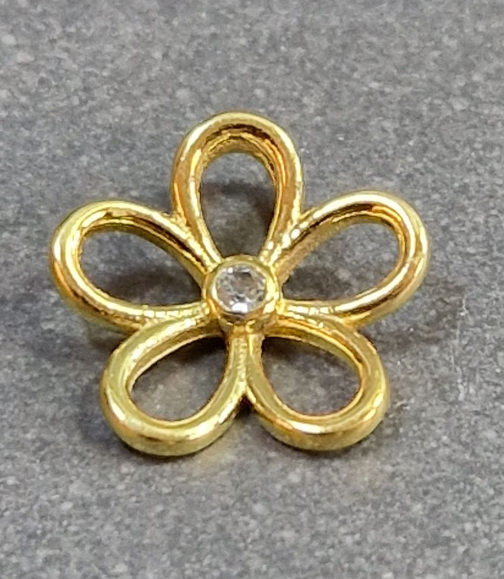 Blomma med sten - Hänge i Guld Vermeil  - 2