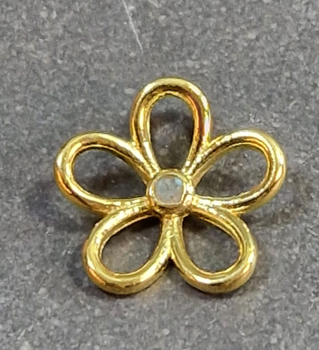 Blomma med sten - Hänge i Guld Vermeil  - 6