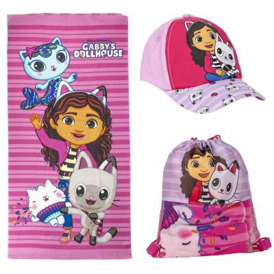 Gabby's Dollhouse Handduk Keps Gympapåse Set