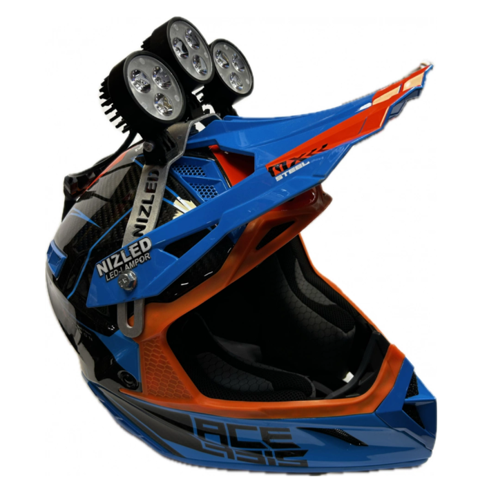 NIZLED Extreme Enduro LED-hjälmkit 3XE30 kallvit, li-ion batteri 15 Ah 11,1v, (3x60g/90w)