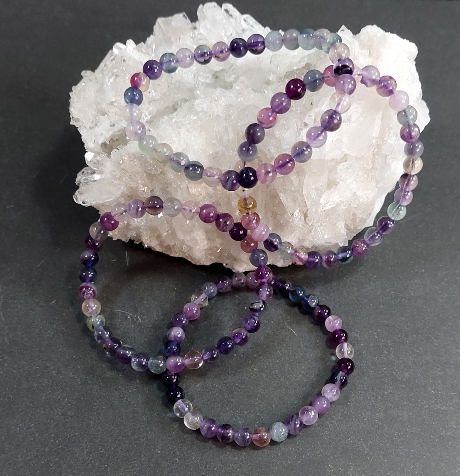 Multi Färg Fluorit Armband, 6mm 