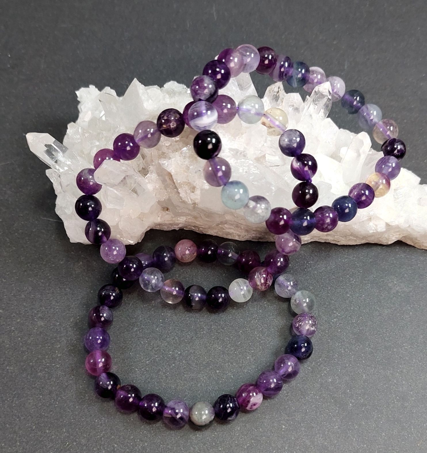 Multi Färg Fluorit Armband, 8mm 