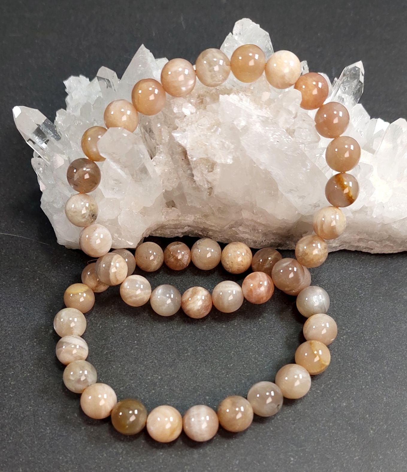 Beige  Solsten /Månsten Armband, 8mm