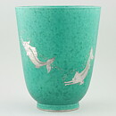 ヴィルヘルム・コーゲ  Argentaシリーズ  魚モチーフの緑色のベース  (19cm)  1947年