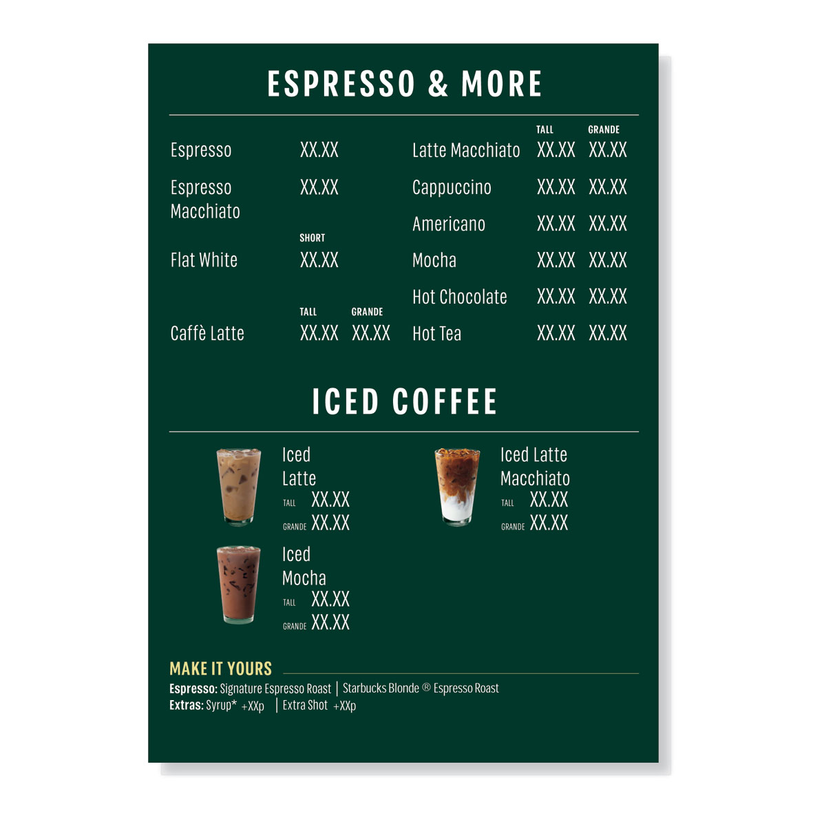 Starbucks A3  menyskylt Iced Coffe