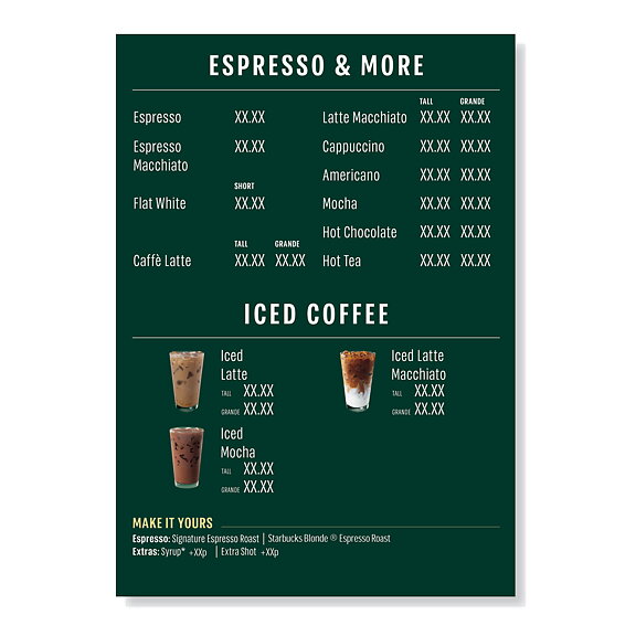 Starbucks A3 menyskylt Iced Coffe