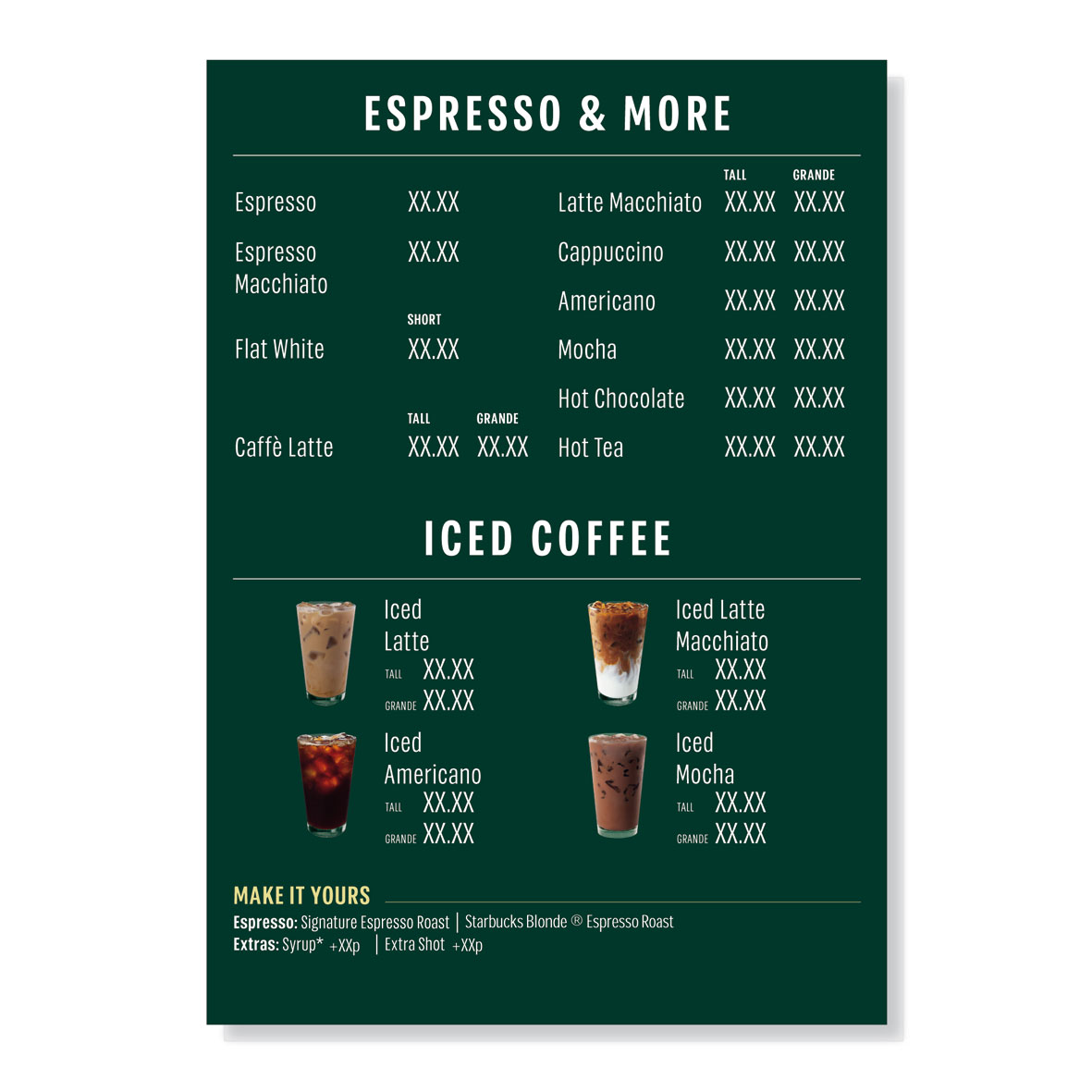 Starbucks A3  menyskylt Iced Coffe Full Solution