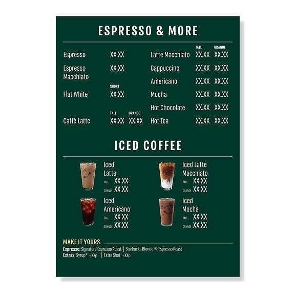 Starbucks A3  menyskylt Iced Coffe Full Solution