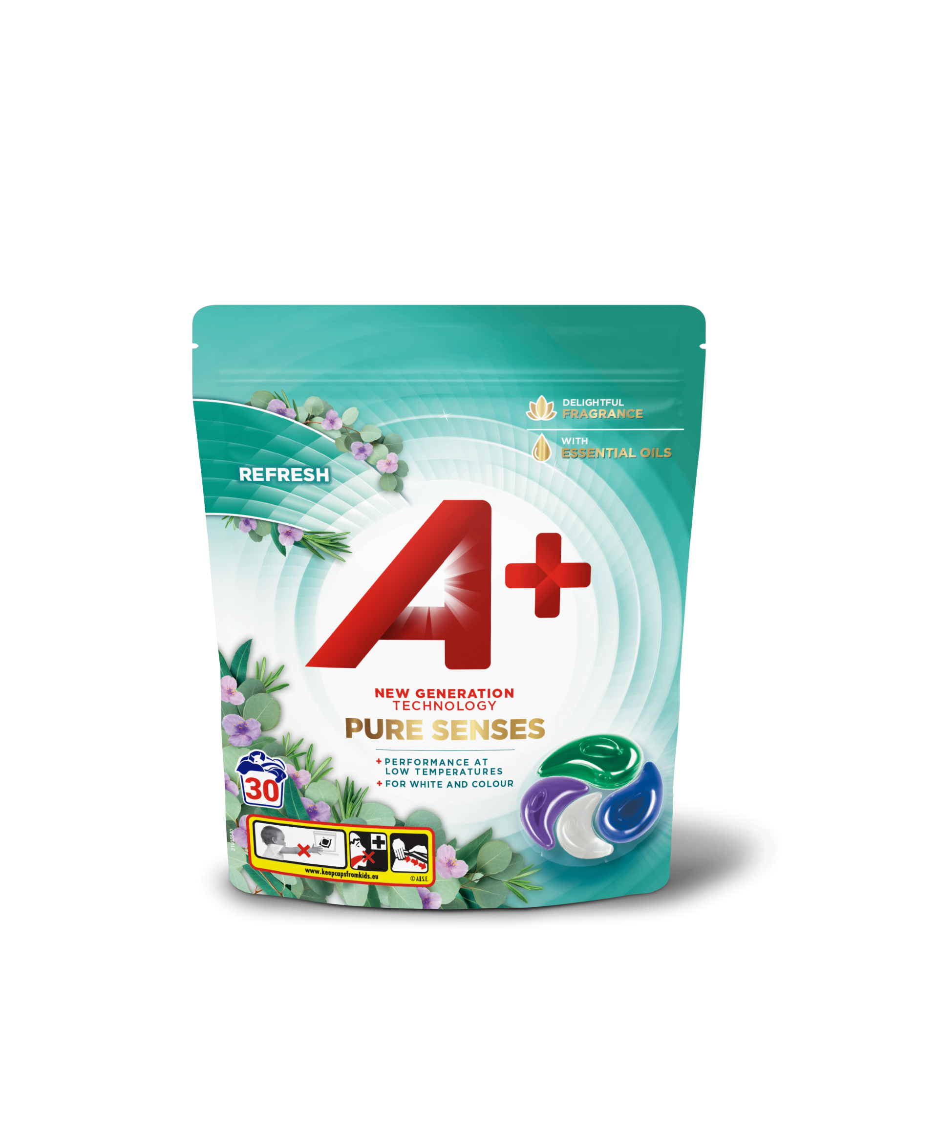 A+ Pure Senses Tvättkapslar 30-pack - Enkel och effektiv tvätt med fräsch doft