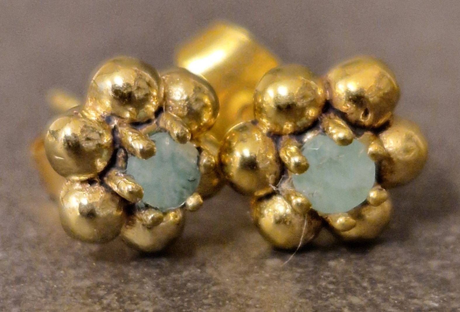 Stift Örhängen i Guld Vermeil med Stenar - Blomma - 3