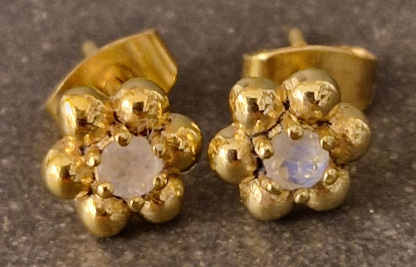 Stift Örhängen i Guld Vermeil med Stenar - Blomma - 7