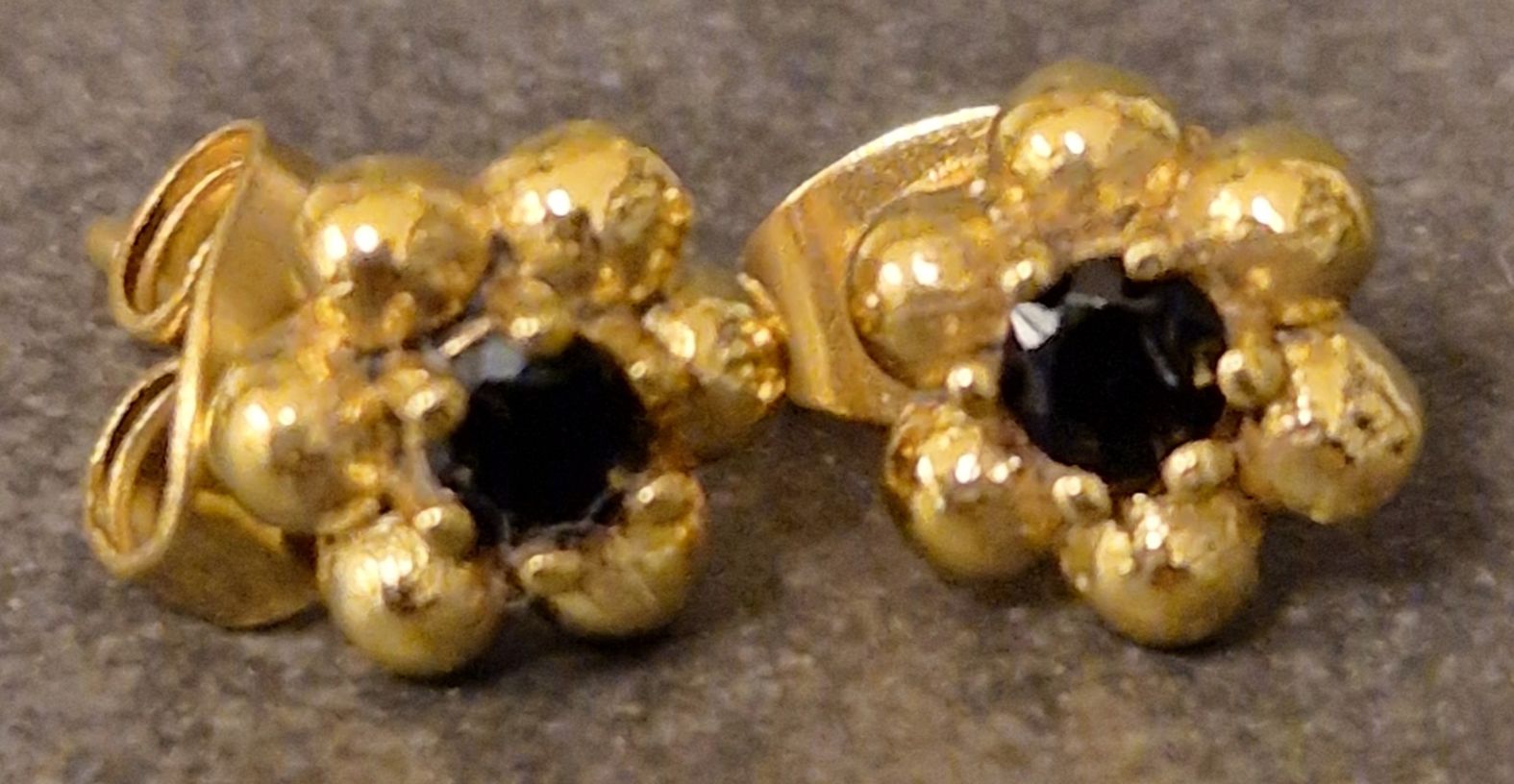 Stift Örhängen i Guld Vermeil med Stenar - Blomma - 9