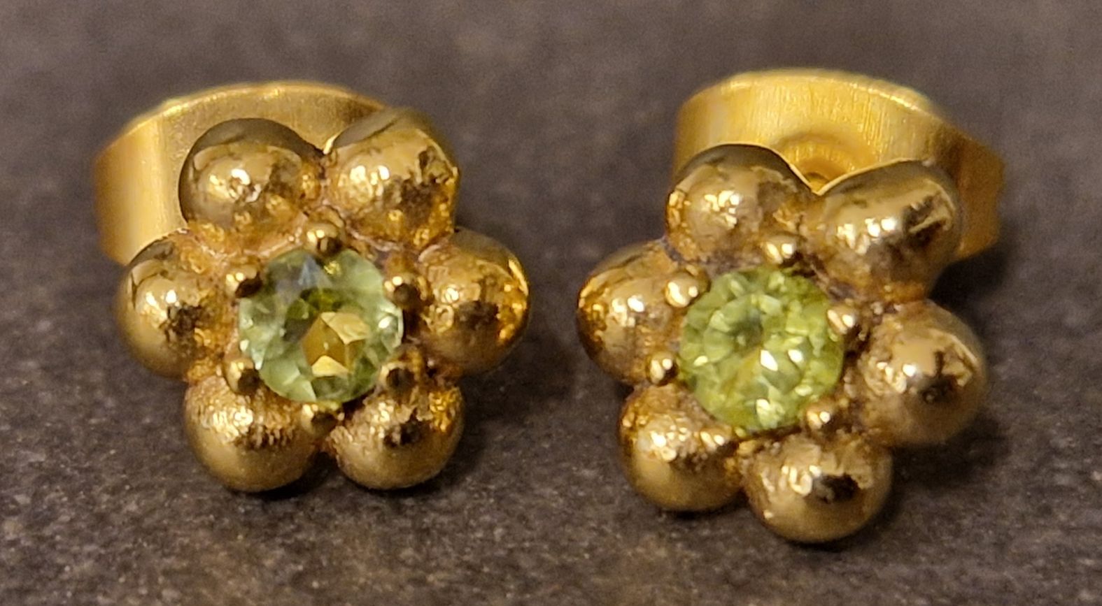 Stift Örhängen i Guld Vermeil med Stenar - Blomma - 10