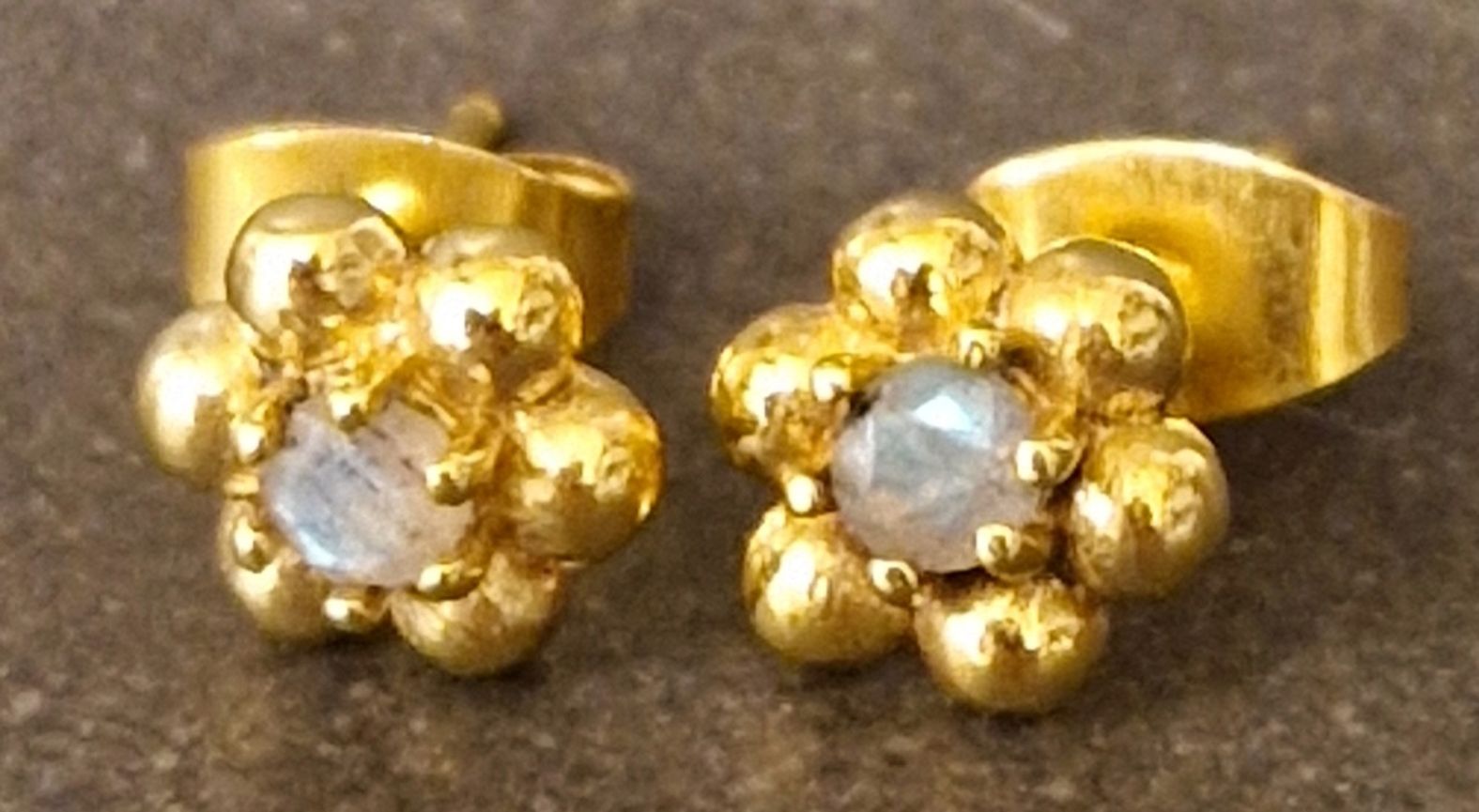 Stift Örhängen i Guld Vermeil med Stenar - Blomma - 8