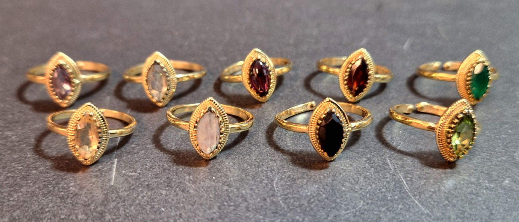 Ställbar Ring i Guld Vermeil med Sten
