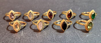 Ställbar Ring i Guld Vermeil med Sten