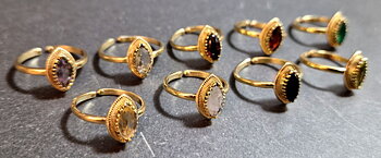 Ställbar Ring i Guld Vermeil med Sten