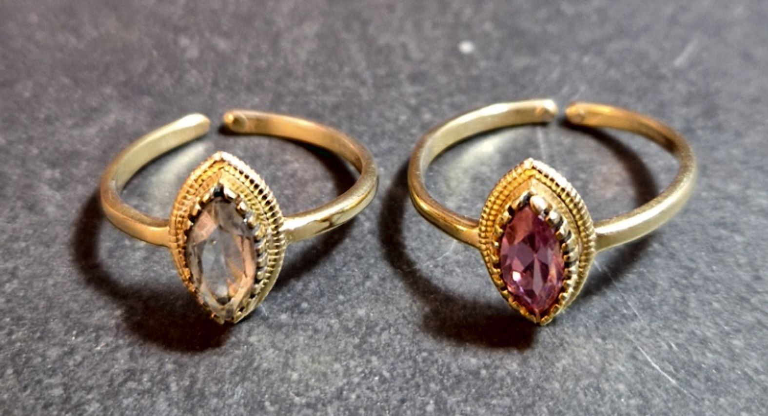 Ställbar Ring i Guld Vermeil med Sten - 5