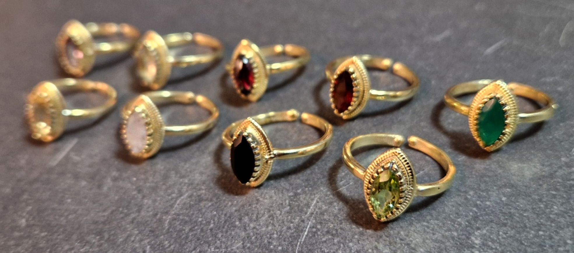 Ställbar Ring i Guld Vermeil med Sten - 3
