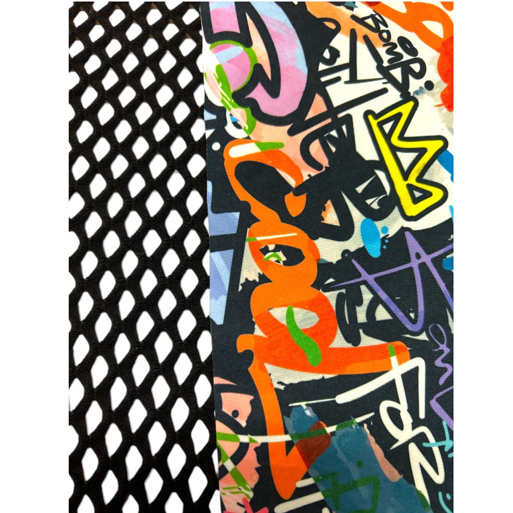 Showstore - Discotop Two-tone svart cabaretnät med GraFitti mönster   - 4