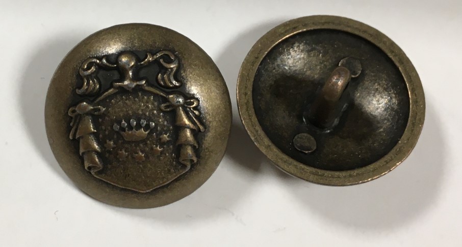 Metallknapp Vapen Krona Antikmässing 15 & 20
