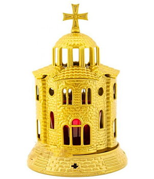Lykta metall i guld färg 11,5x19, kyrka modell