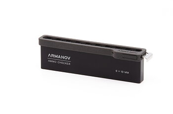 Armanov ​​​​​Ammo Checker 10rd with Quick Transfer Cover and OAL Checker - 9mm