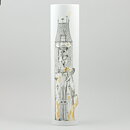 Raymond Peynet (1970s) White Cylinder Vase with Couple Motif 31 cm