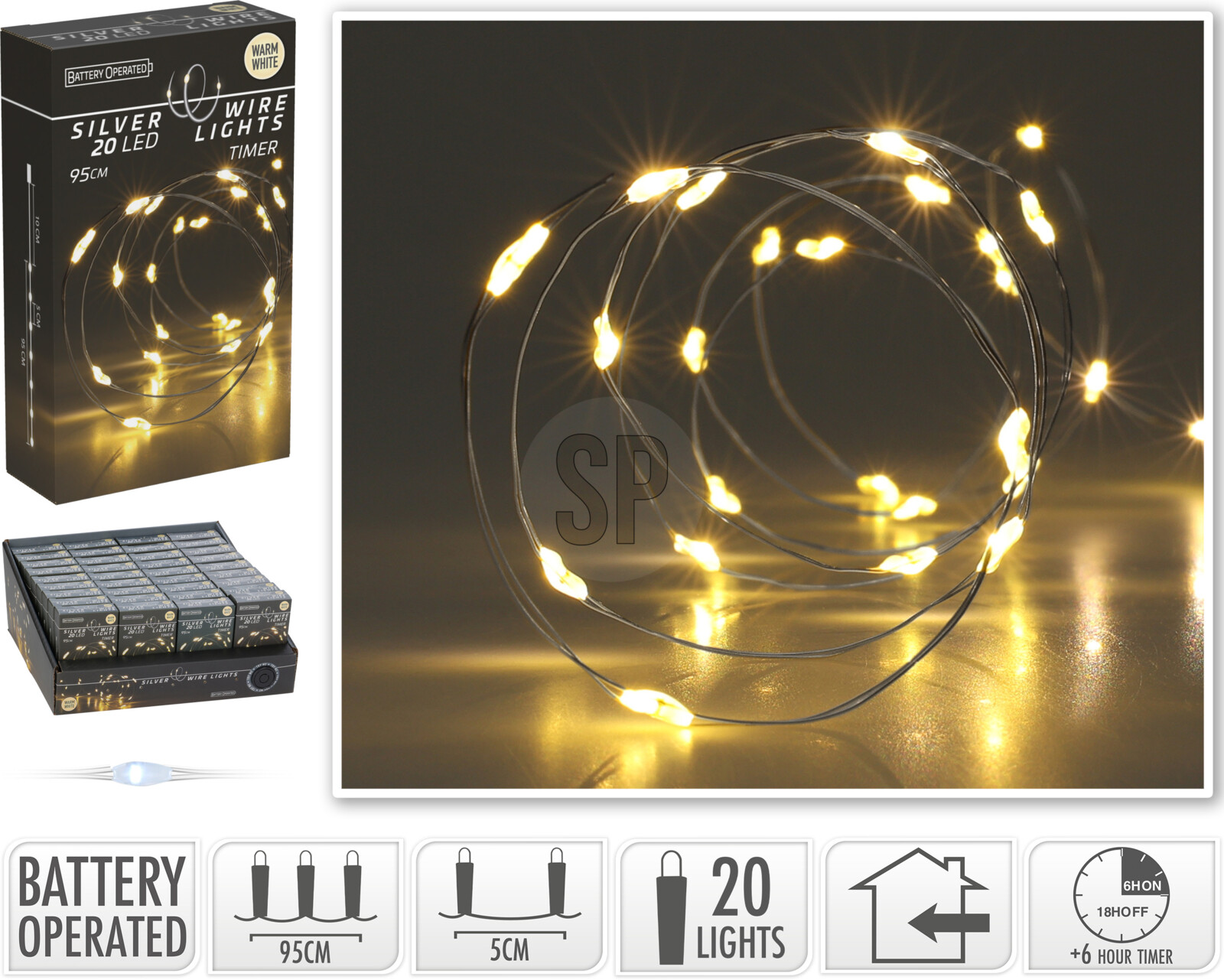 Silver wire 20LED 95cm