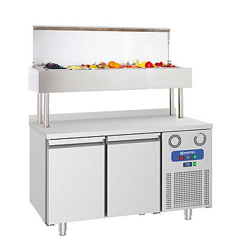 Refrigerated preparation counter with 2 doors  and pan cooler 7x GN 1/3