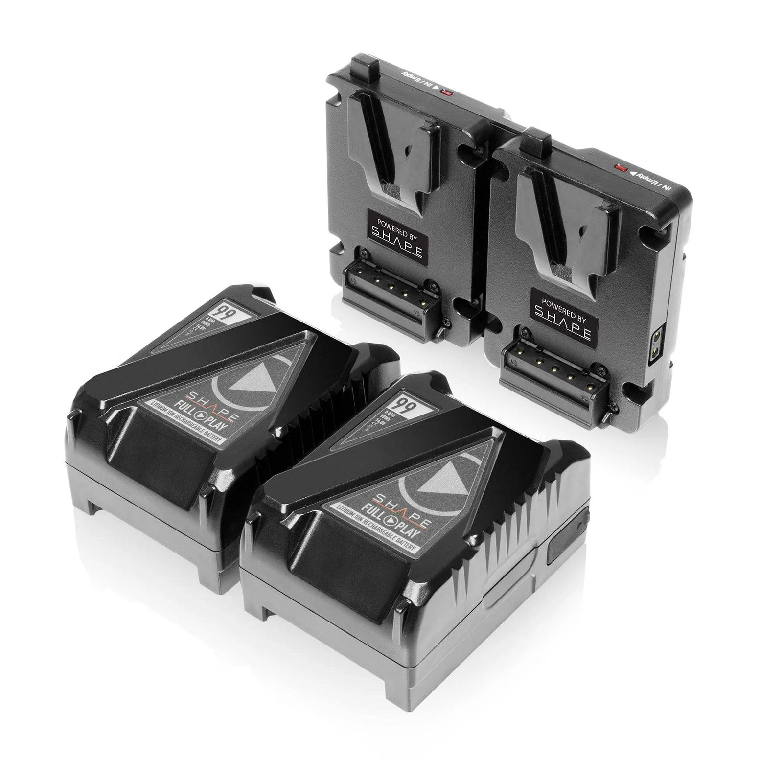 SHAPE 2x Mini V-Mount 99WH Batteries + Dual V-Mount Hot Swap Plate – för filmskapare
