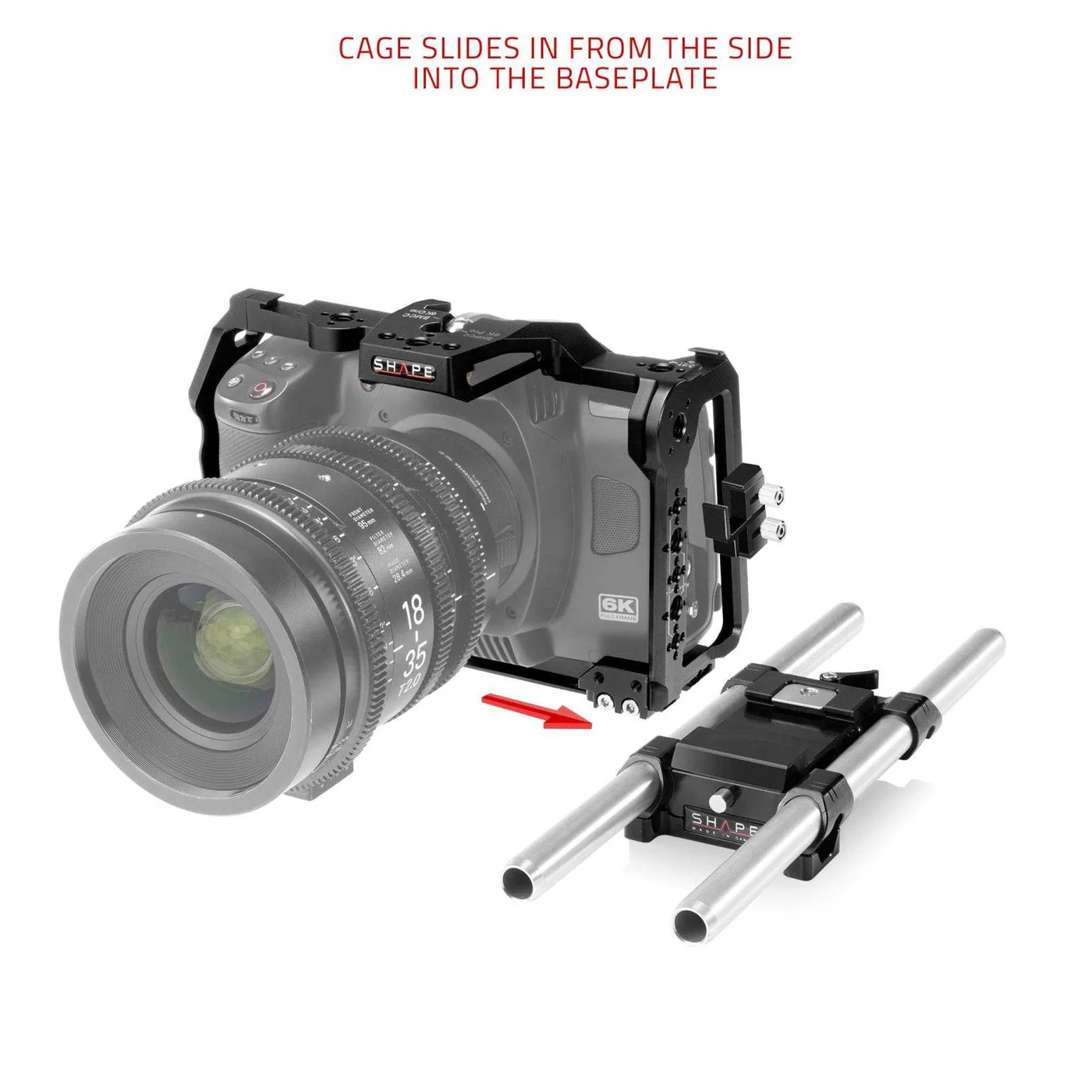 SHAPE Cage for Blackmagic Cinema Camera 6K/6K Pro/6K G2 with Top handle & 15mm LWS Rod System – för filmskapare - 7