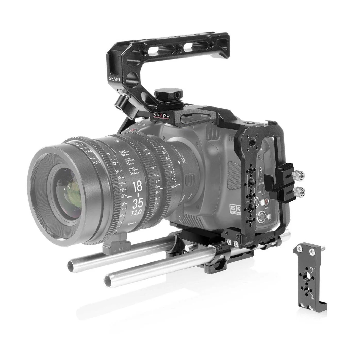 SHAPE Cage for Blackmagic Cinema Camera 6K/6K Pro/6K G2 with Top handle & 15mm LWS Rod System – för filmskapare