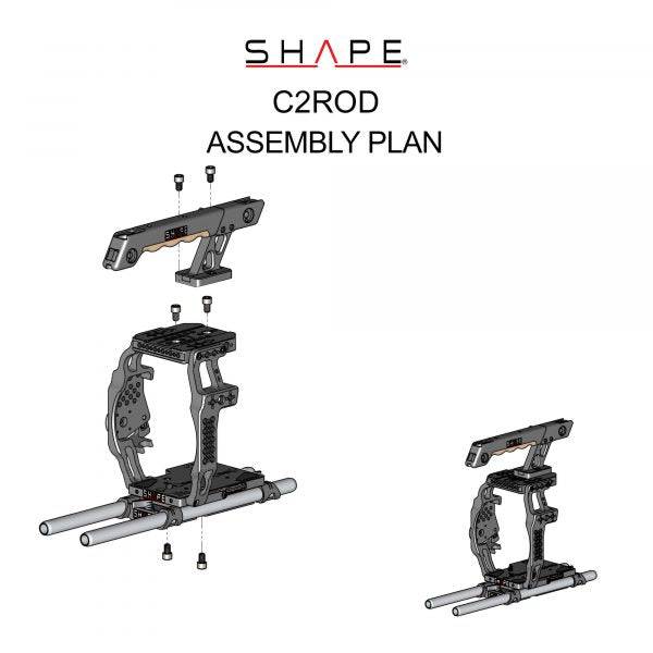 SHAPE Cage with Baseplate, Top Handle & 15mm LWS Rods for Canon EOS C200 – för filmskapare - 8