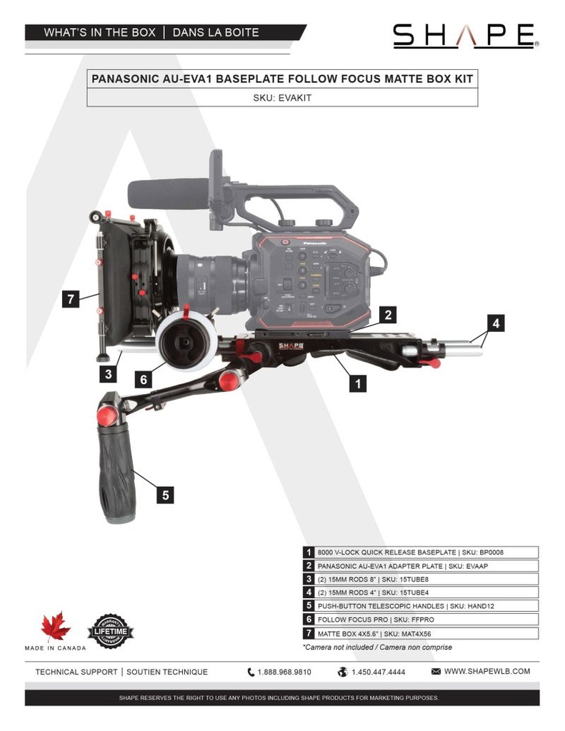 SHAPE Panasonic AU-EVA1 Baseplate Follow Focus Matte Box – för filmskapare - 4