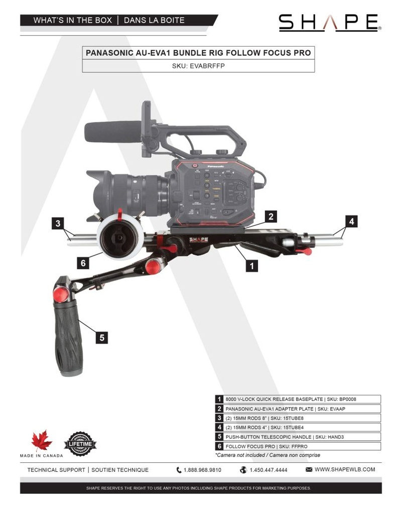 SHAPE Panasonic AU-EVA1 Bundle Rig Follow Focus Pro - 3