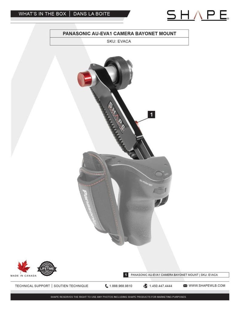 SHAPE Panasonic AU-EVA1 Camera Bayonet Mount Remote Extension with Cable – för filmskapare - 4