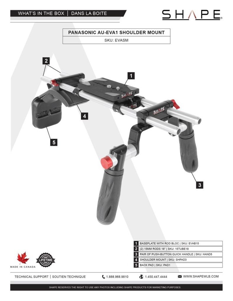 SHAPE Panasonic AU-EVA1 Shoulder Mount - 4