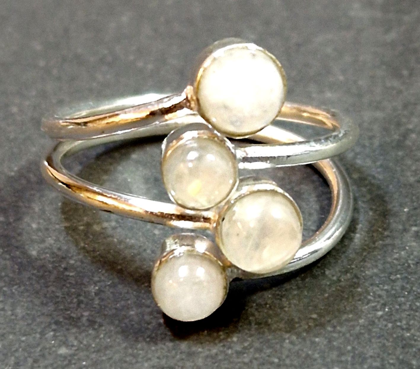 Ställbara Silverringar med 4 små Cabochon - 4