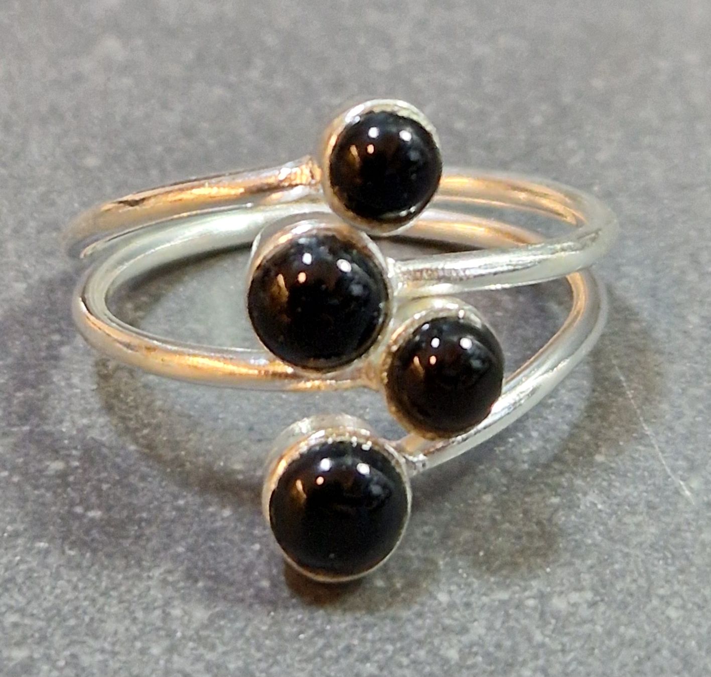 Ställbara Silverringar med 4 små Cabochon - 5