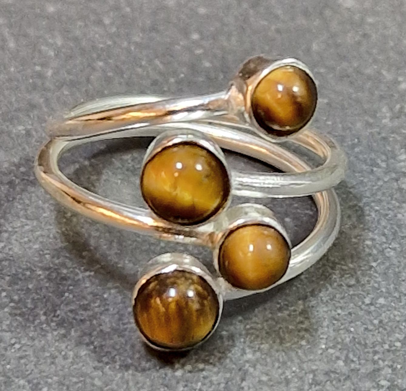 Ställbara Silverringar med 4 små Cabochon - 8
