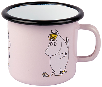 Ljusrosa emaljmugg med Snorkfröken motiv