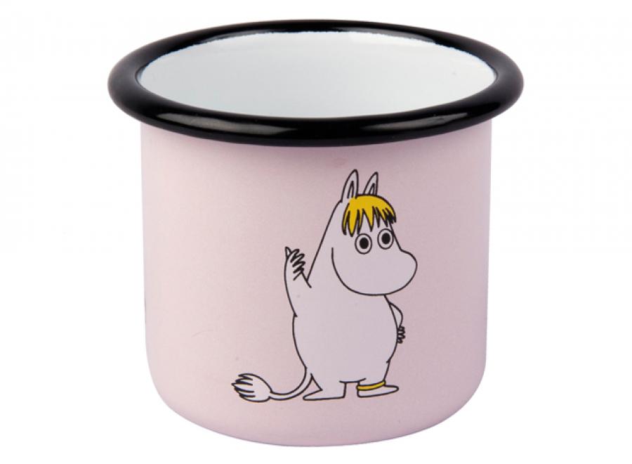 Ljusrosa emaljmugg med Snorkfröken motiv