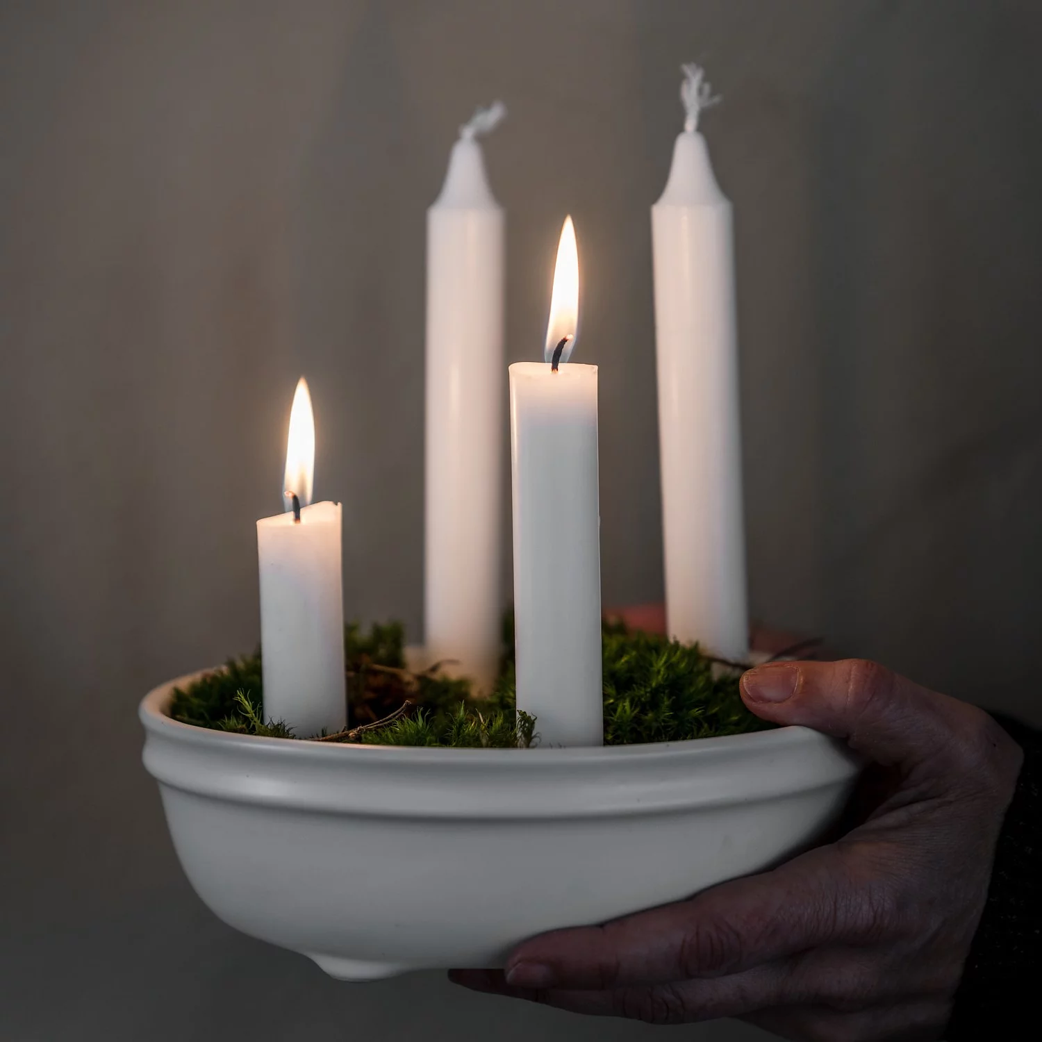 Adventsljusstake Glaserad Naturvit - Ernst