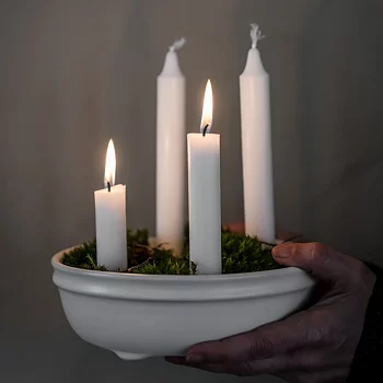 Adventsljusstake Glaserad Naturvit - Ernst